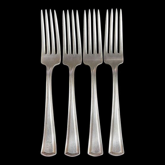 Alvin Patent Vintage Silver Plated Dinner Fork Sets Of 4 Medium & 2 Large - Picture 2 of 9